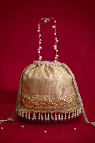 Bucket Bag for Wedding Wear – Beige Vivaah Edit by Amyra