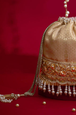 Bucket Bag for Wedding Wear – Beige Vivaah Edit by Amyra