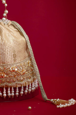 Bucket Bag for Wedding Wear – Beige Vivaah Edit by Amyra