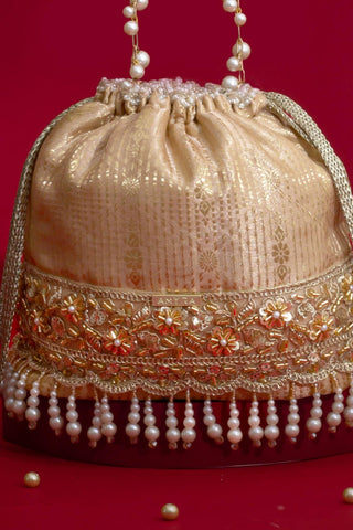 Bucket Bag for Wedding Wear – Beige Vivaah Edit by Amyra