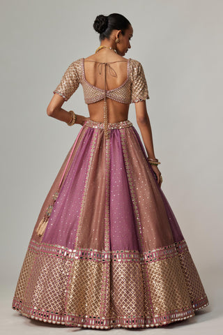 Beige multicolor noorani sequin scatter lehenga set