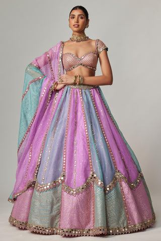 Purple multicolor noorani sequins scatter lehenga set