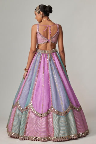 Purple multicolor noorani sequin scattered lehenga