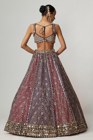 Purple noorani multicolor lehenga with dupatta