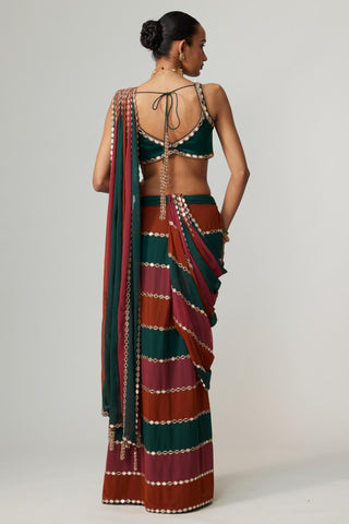 Maroon noorani multicolor saree set