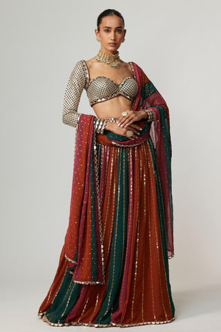 Maroon noorani lehenga pant with sweetheart neck blouse