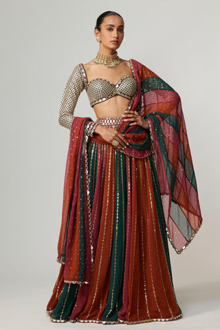 Maroon noorani lehenga pant with sweetheart neck blouse