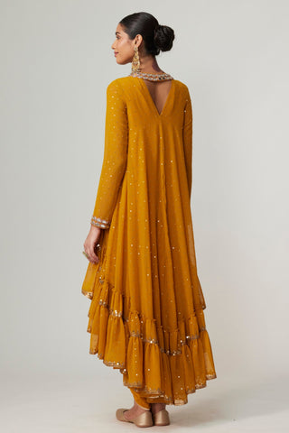 Yellow noorani kurta with dupatta and dhoti