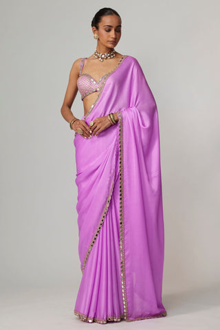 Purple noorani saree set