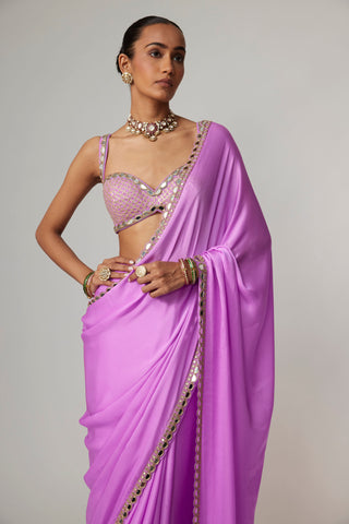 Purple noorani saree set