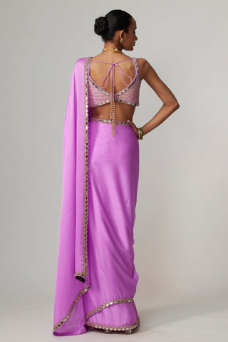 Purple noorani saree set