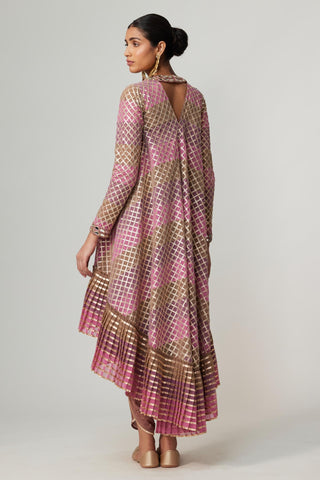Purple noorani multicolor kurta with dupatta and dhoti