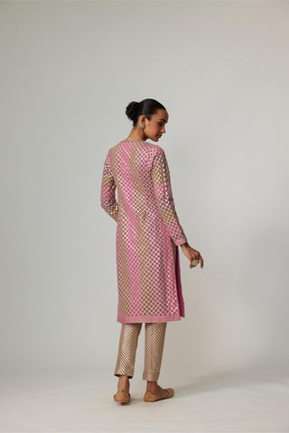 Purple noorani multicolor kurta set