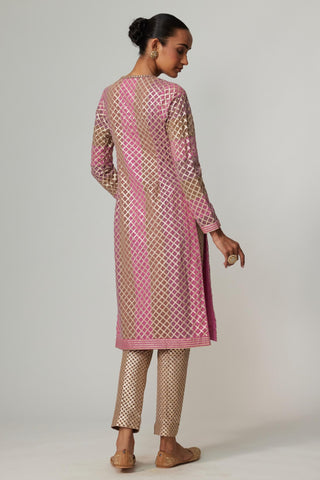 Purple noorani multicolor kurta with dupatta