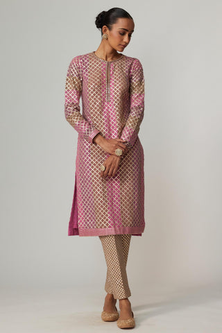 Purple noorani multicolor kurta with dupatta