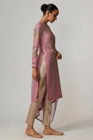 Purple noorani multicolor kurta with dupatta