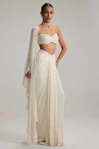 Skirt Set - White Oas Draped – Vvani By Vani Vats