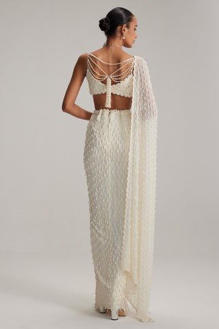 Skirt Set - White Oas Draped – Vvani By Vani Vats