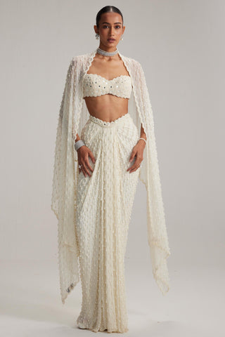 Skirt Set - White Oas Draped – Vvani By Vani Vats