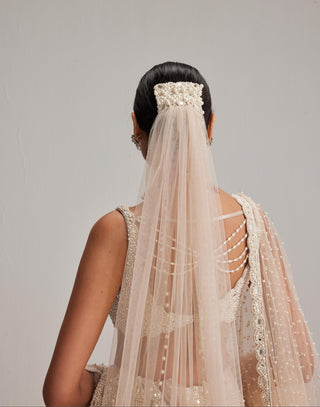 Lehenga Set for Indian Wedding – Light Beige Double Dupatta & Veil by Vvani By Vani Vats