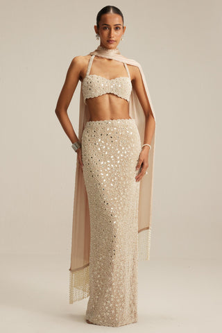 Pencil Skirt for Contemporary Wear – Light Beige by Vvani By Vani Vats