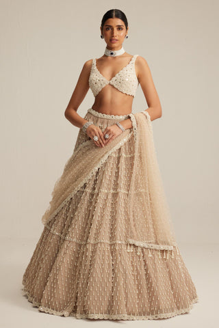 Lehenga set, Indian Wedding - Pearl Drop Multi Tier by Vvani By Vani Vats