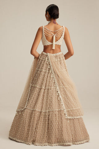 Lehenga set, Indian Wedding - Pearl Drop Multi Tier by Vvani By Vani Vats