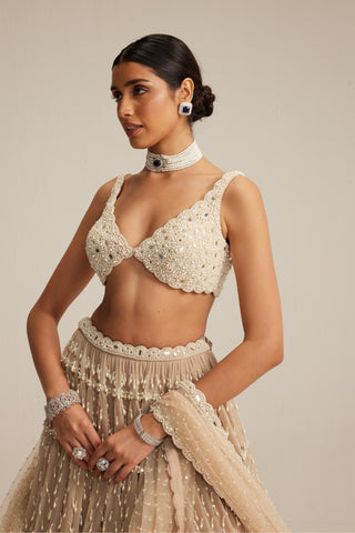 Lehenga set, Indian Wedding - Pearl Drop Multi Tier by Vvani By Vani Vats