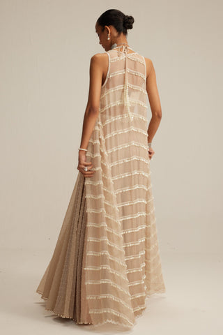 Jacket Skirt Set for Contemporary Wear – Light Beige with Blouse by Vvani By Vani Vats