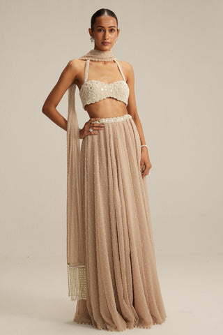 Skirt set, Contemporary Wear - Halter Neck Blouse by Vvani By Vani Vats