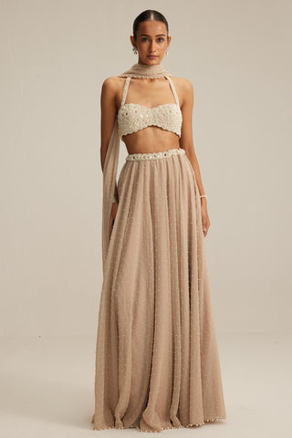 Skirt set, Contemporary Wear - Halter Neck Blouse by Vvani By Vani Vats