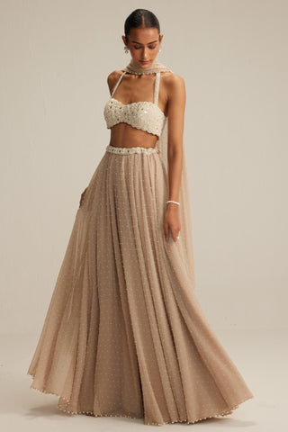 Skirt set, Contemporary Wear - Halter Neck Blouse by Vvani By Vani Vats