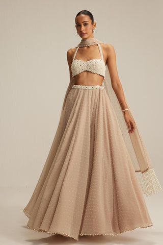 Skirt set, Contemporary Wear - Halter Neck Blouse by Vvani By Vani Vats