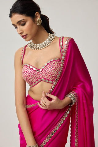 Gota Mirror Saree Set for Indian Wedding – Fuchsia Pink Festive by Vvani by Vani Vats