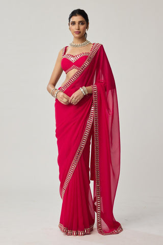 Mirror Saree Set for Indian Wedding – Red Festive by Vvani by Vani Vats