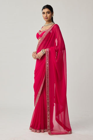 Mirror Saree Set for Indian Wedding – Red Festive by Vvani by Vani Vats