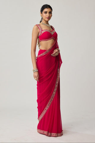 Mirror Saree Set for Indian Wedding – Red Festive by Vvani by Vani Vats