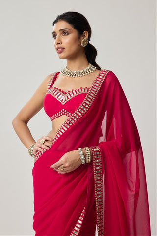 Mirror Saree Set for Indian Wedding – Red Festive by Vvani by Vani Vats