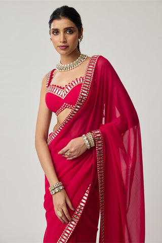 Mirror Saree Set for Indian Wedding – Red Festive by Vvani by Vani Vats