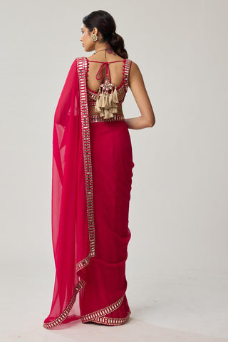 Mirror Saree Set for Indian Wedding – Red Festive by Vvani by Vani Vats