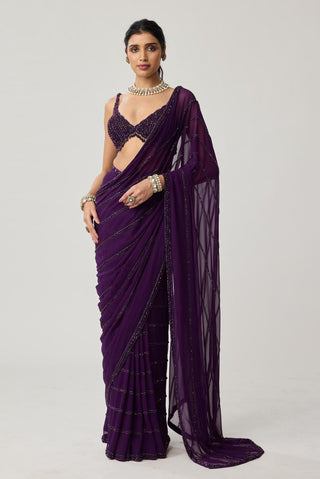 Crystal Saree Set for Indian Wedding – Purple Festive by Vvani by Vani Vats