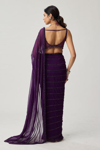 Crystal Saree Set for Indian Wedding – Purple Festive by Vvani by Vani Vats