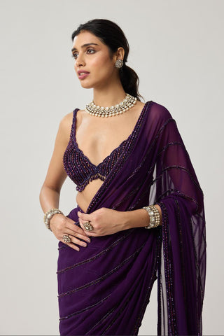 Crystal Saree Set for Indian Wedding – Purple Festive by Vvani by Vani Vats