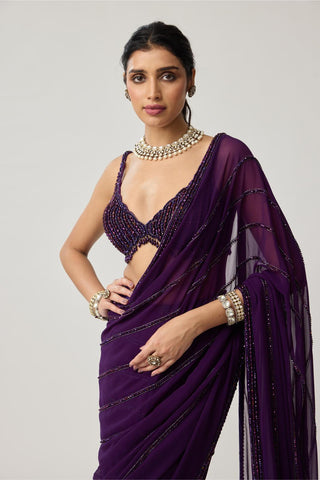 Crystal Saree Set for Indian Wedding – Purple Festive by Vvani by Vani Vats
