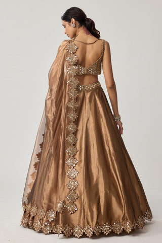 Lehenga Set for Indian Weddings – Brown Mirror Geometry by Vvani by Vani Vats