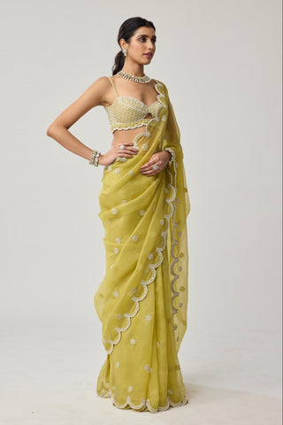 Saree Set for Indian Weddings – Green Mirror & Pearl by Vvani by Vani Vats