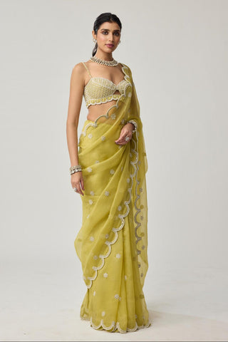 Saree Set for Indian Weddings – Green Mirror & Pearl by Vvani by Vani Vats