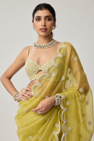 Saree Set for Indian Weddings – Green Mirror & Pearl by Vvani by Vani Vats