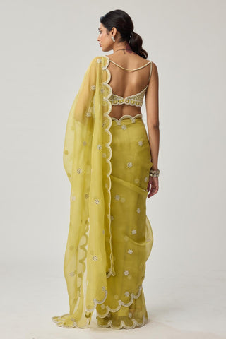 Saree Set for Indian Weddings – Green Mirror & Pearl by Vvani by Vani Vats