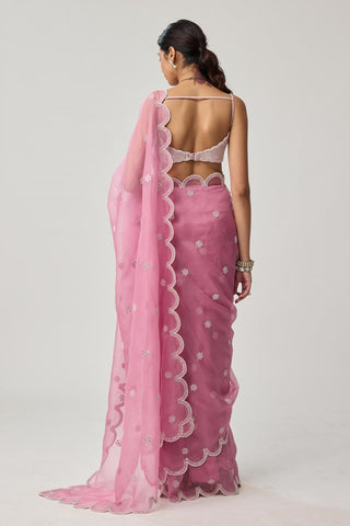 Saree Set for Indian Weddings – Onion Pink Organza Pearl by Vvani by Vani Vats